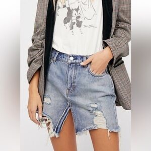 FreePeople We The Free Collection Grey Denim Mini Skirt